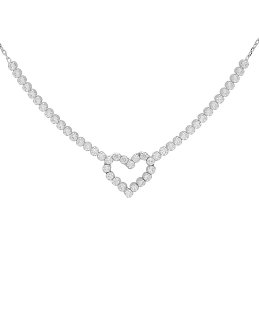 Collar corto Muá corazón con cristales riviere blanco en plata baño rodio