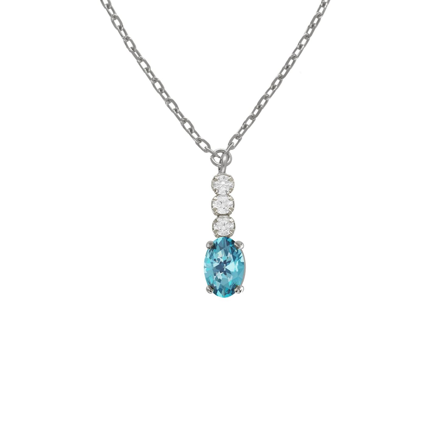 Collar corto Bonjour con cristales riviere en Plata baño Rodio