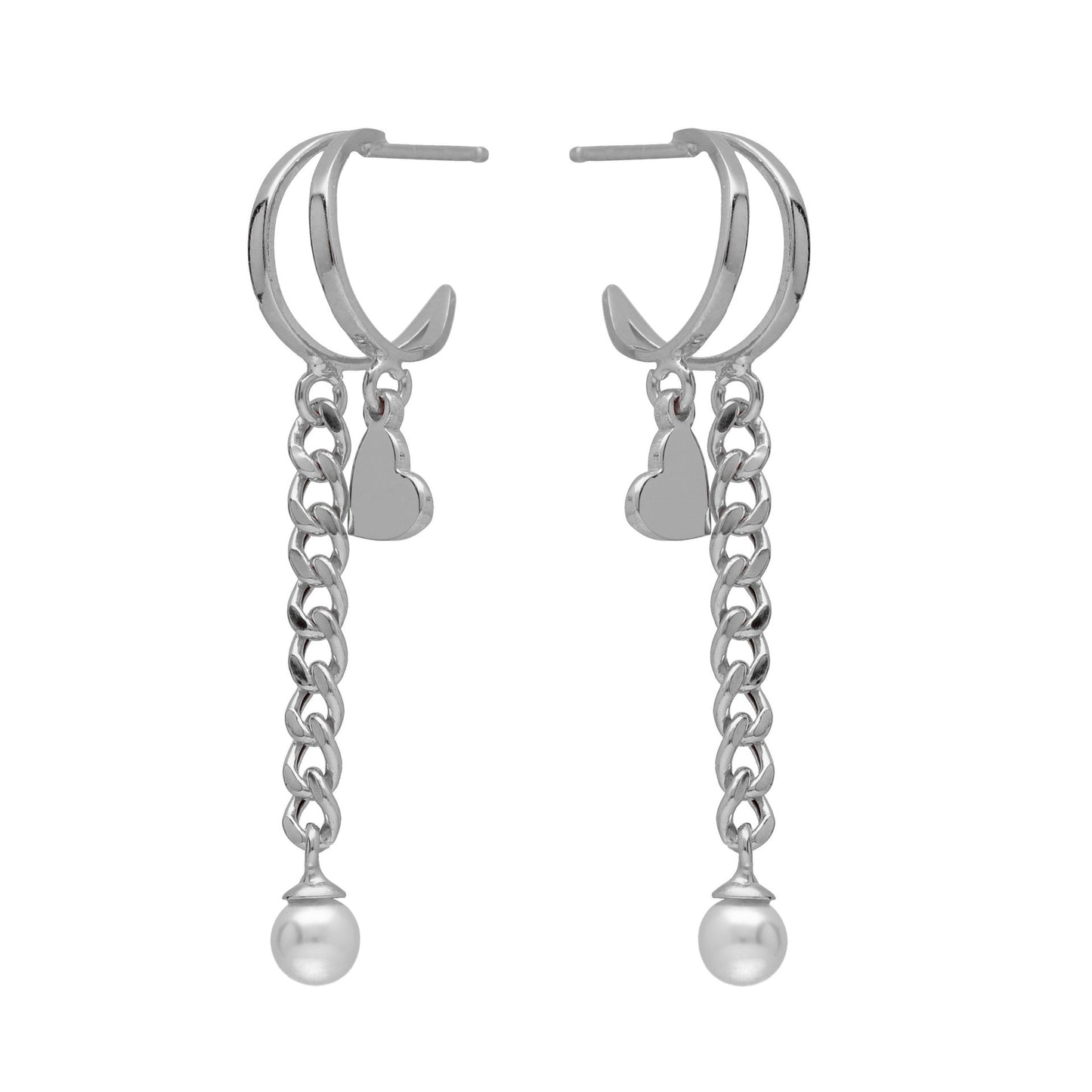 Pendientes aro Sincerely corazón cristal en Plata