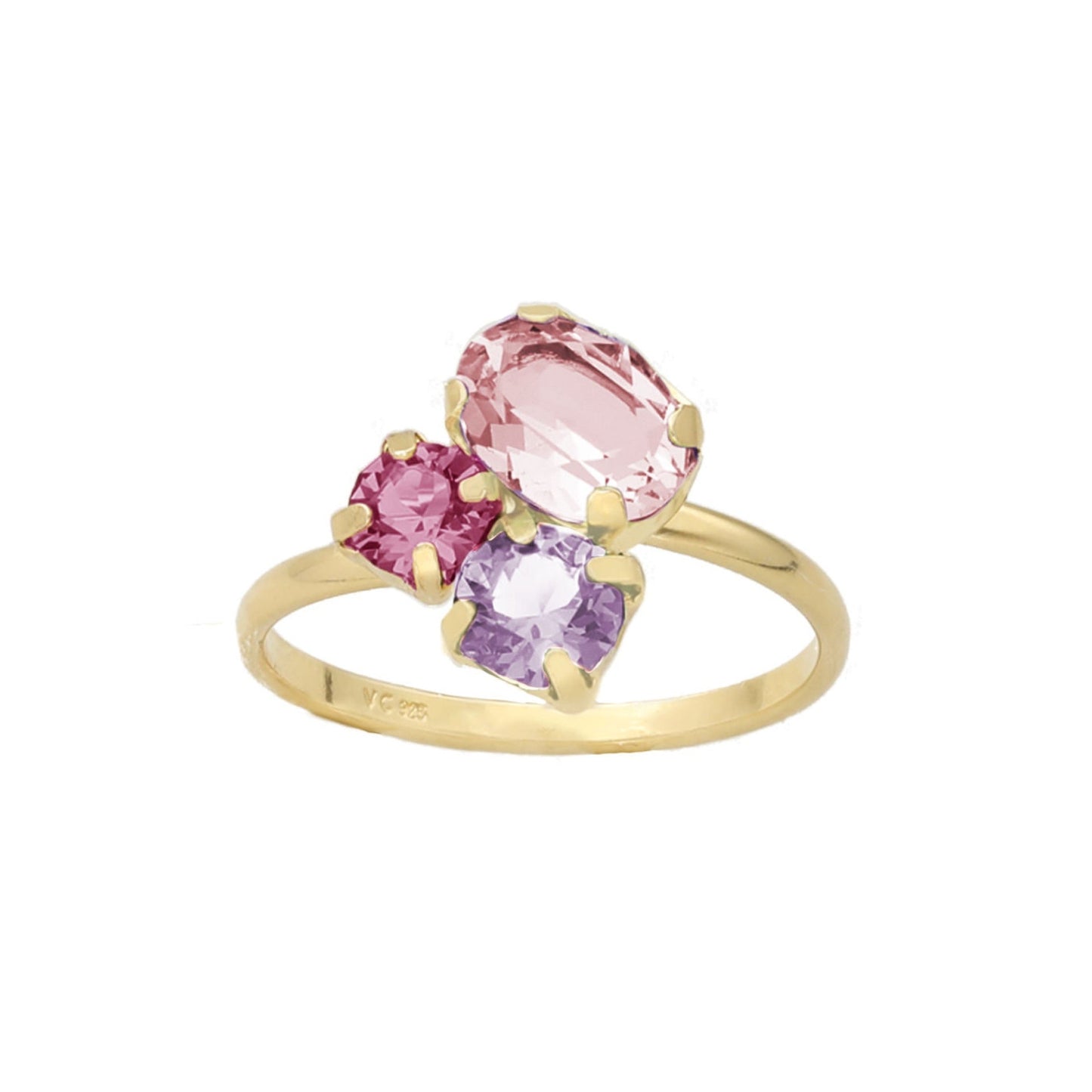 Anillo ajustable Alexandra Colourful cristal en Plata baño Oro