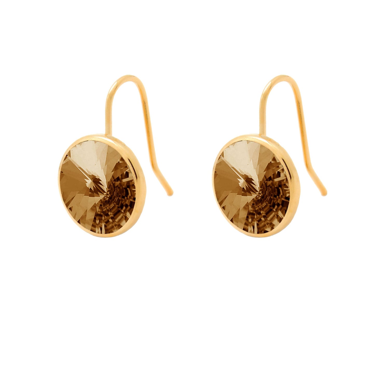 Pendientes cortos Basic Pendientes gancho cortos 11,5mm círculo cristal en Plata baño Oro
