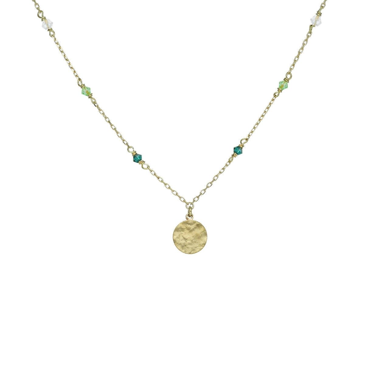 Collar corto Anya textura rectángulo cristal en Plata baño Oro