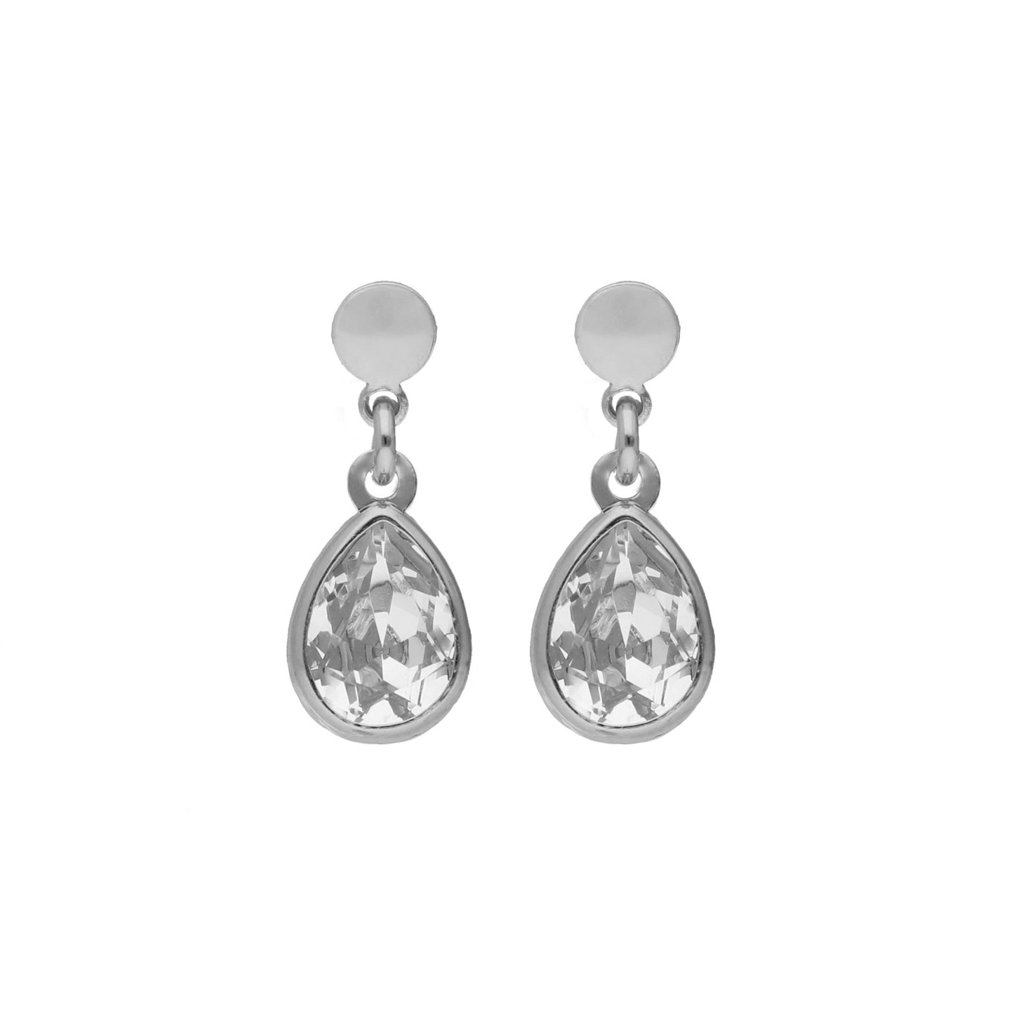 Pendientes cortos Essential lágrima cristal en Plata baño rodio