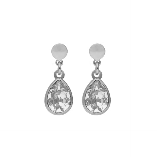 Pendientes cortos Essential lágrima cristal en Plata baño rodio