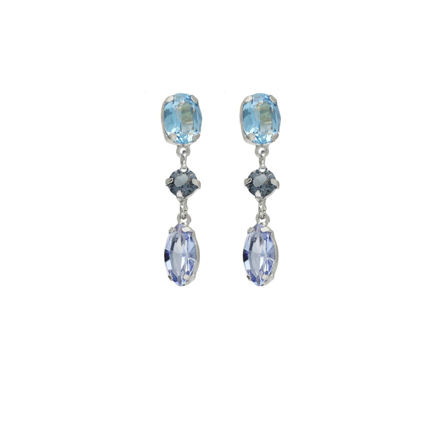 Pendientes largos Sabina cristal multicolor en Plata