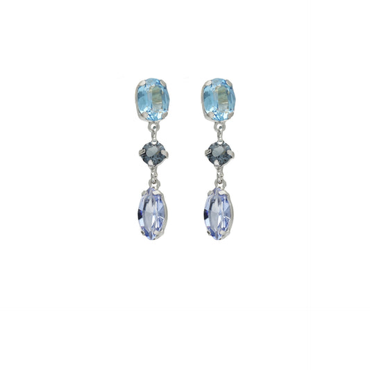 Pendientes largos Sabina cristal multicolor en Plata