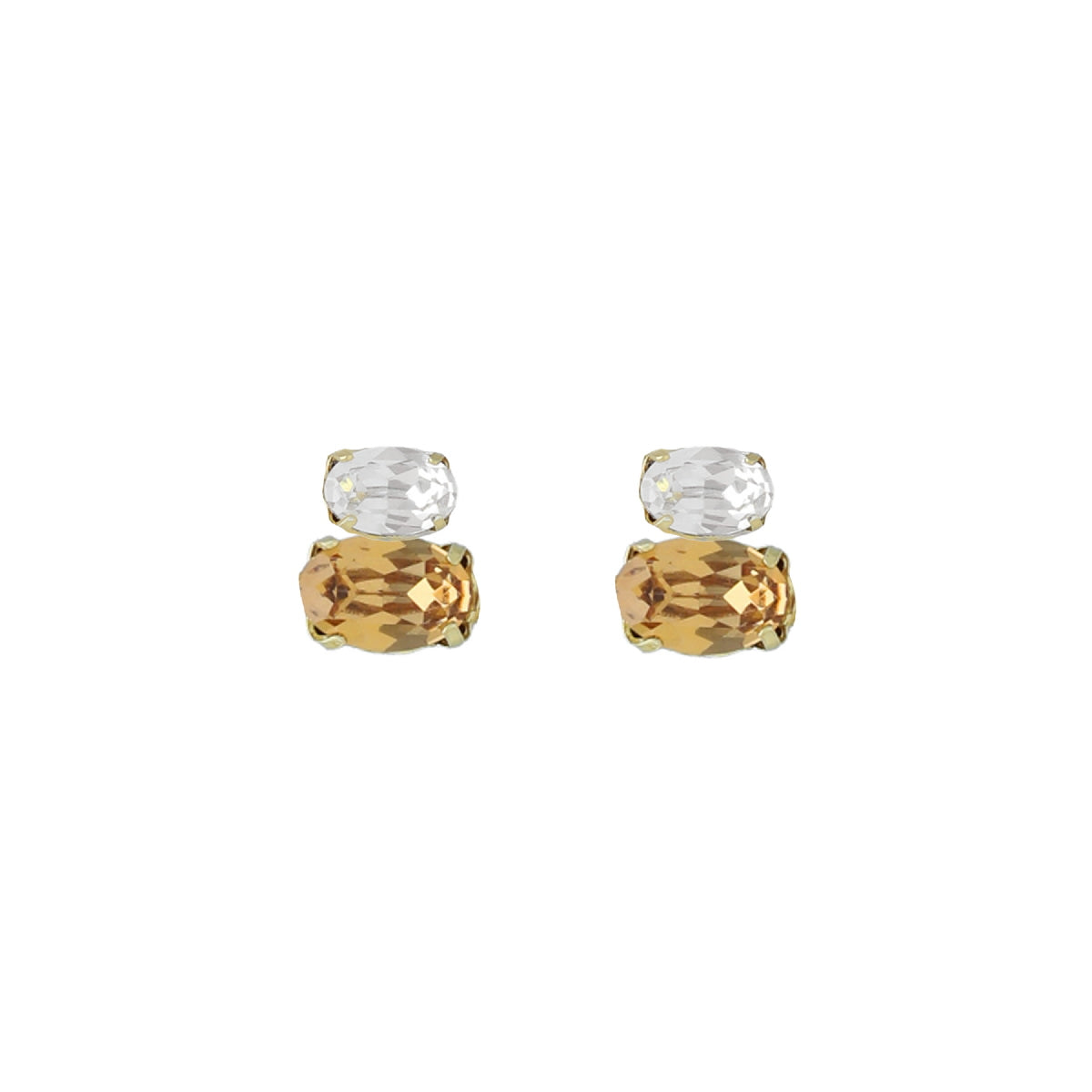 Pendientes botón Gemma cristal en Plata baño Oro