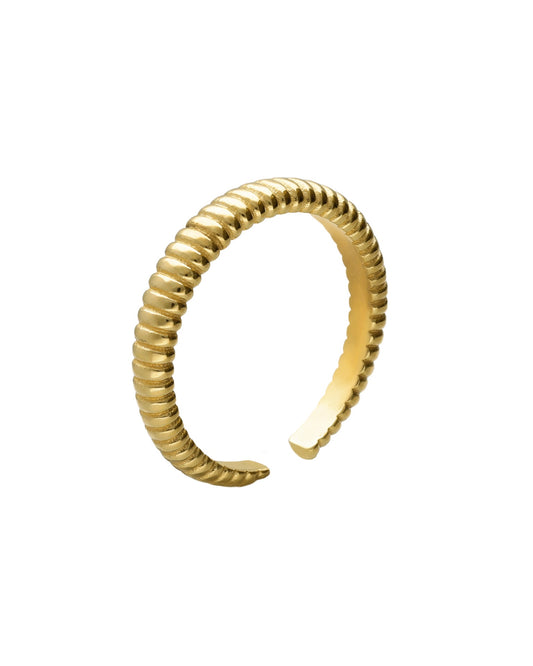 Anillo ajustable Solene textura en Plata baño Oro
