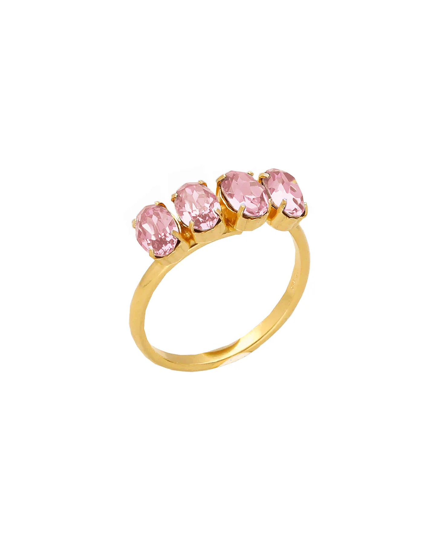 Anillo ajustable God Morgen con cristal en Plata baño Oro