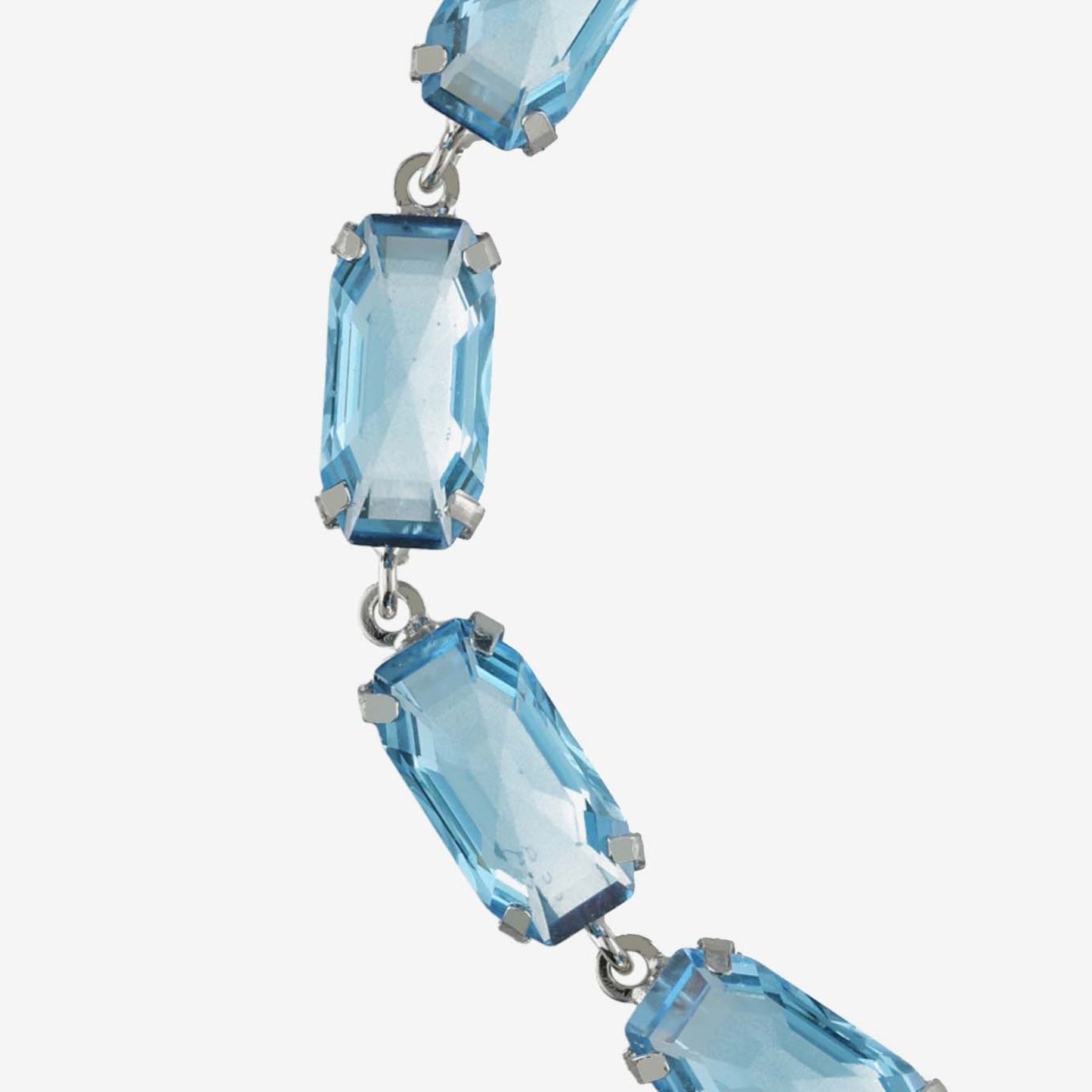 Pulsera Inspire rectángulo cristal azul en Plata baño rodio