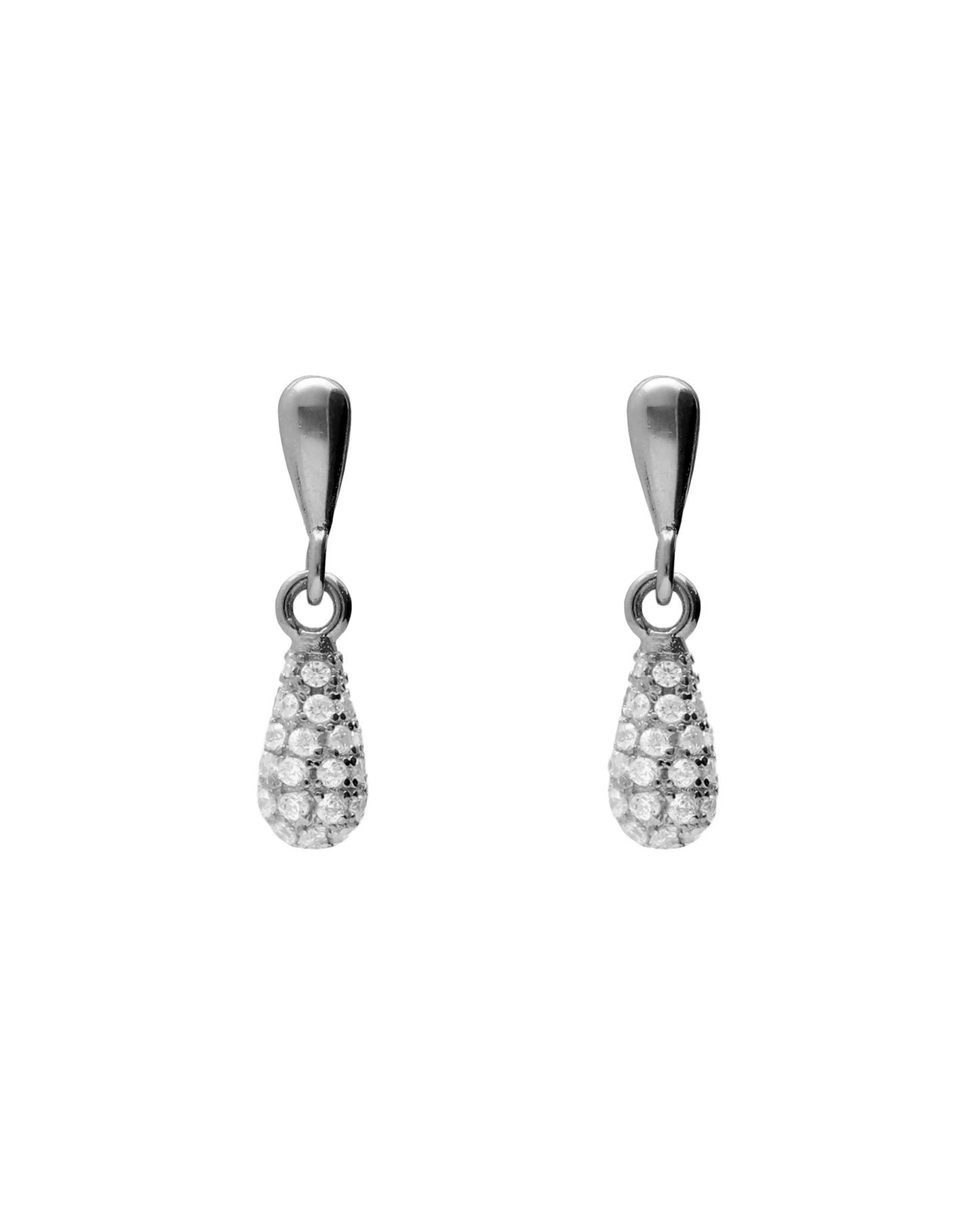 Pendientes cortos Lux gota con circonita blanca en Plata