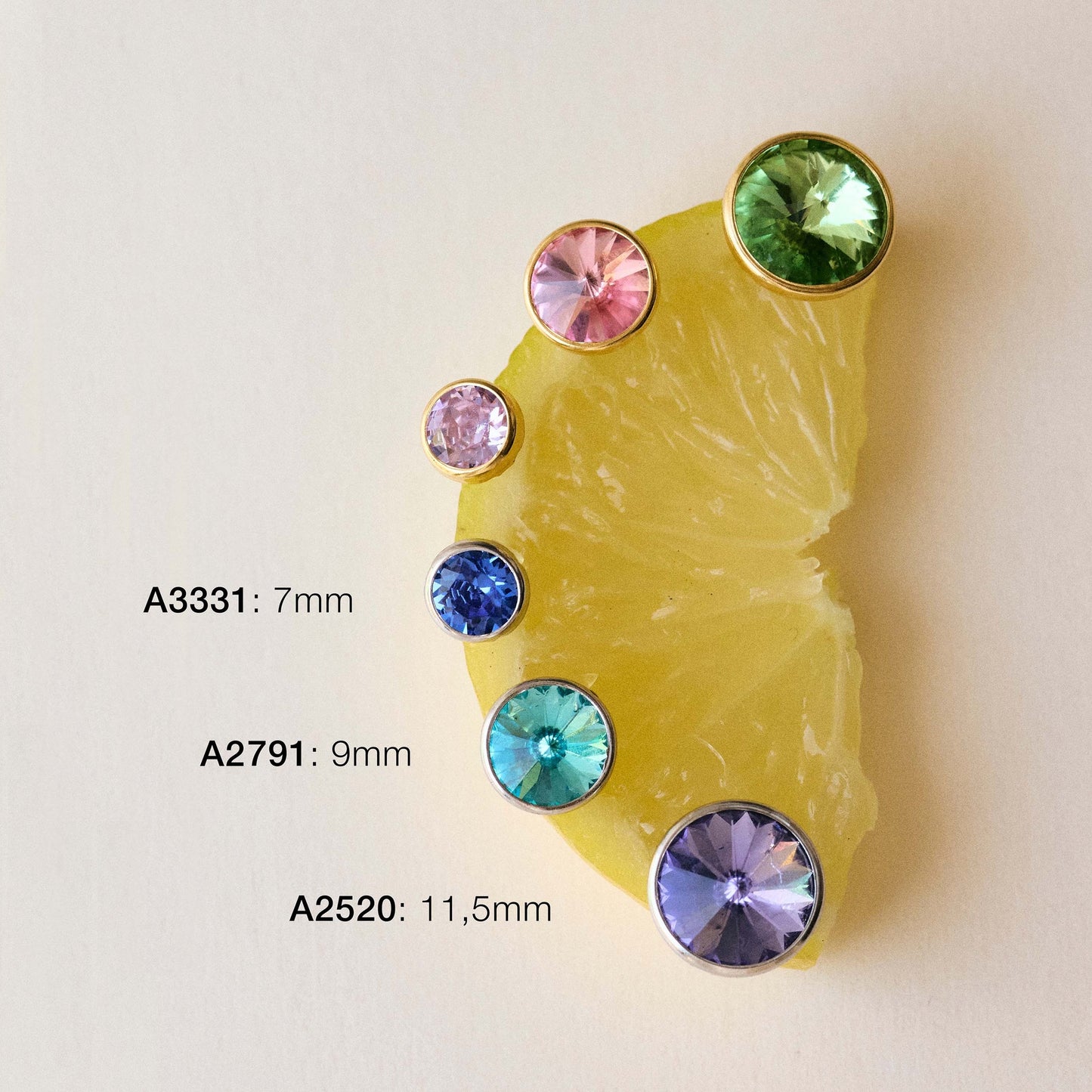 Pendientes botón Basic 9mm círculo cristal en Plata baño rodio