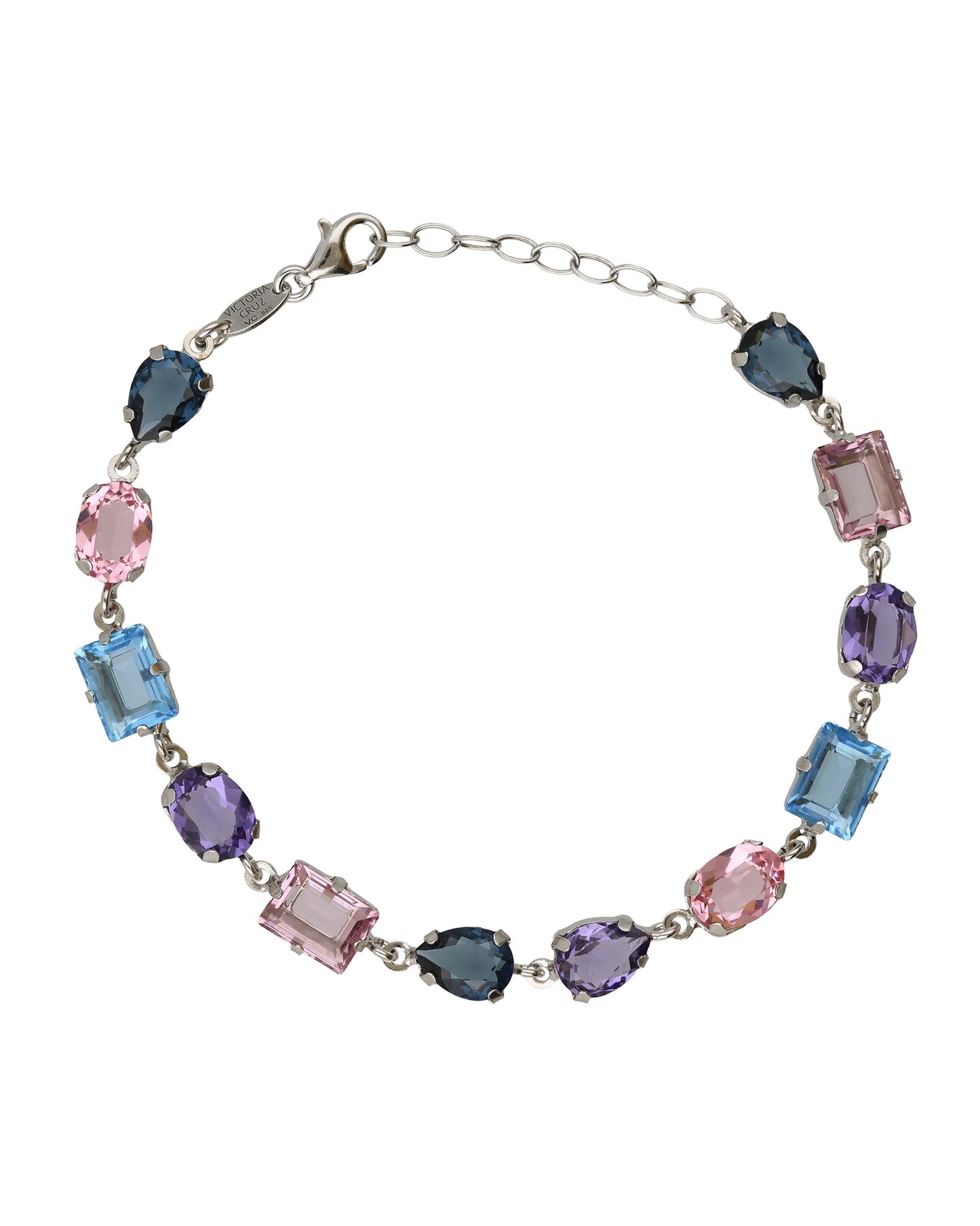Pulsera Borea con cristal multicolor en Plata baño Rodio