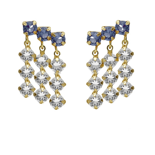 Pendientes largos Fadhila cristal azul en Plata