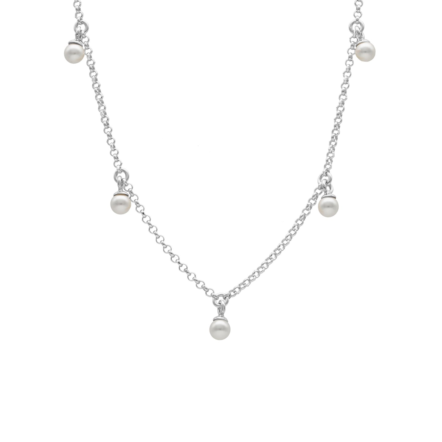 Collar corto Perlite perla en Plata