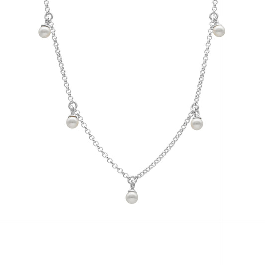 Collar corto Perlite perla en Plata