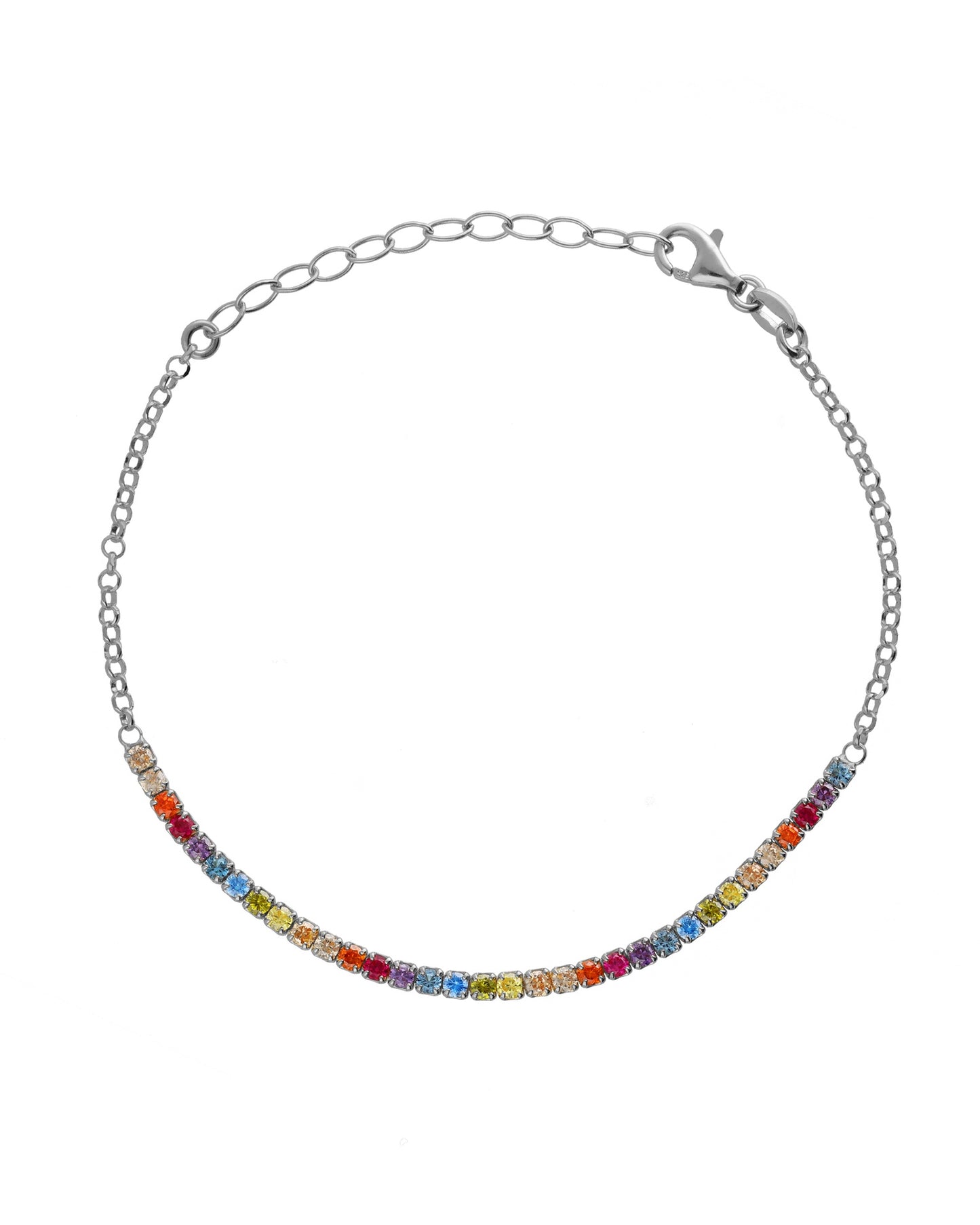 Pulsera Riviera con cristales riviere multicolor en Plata
