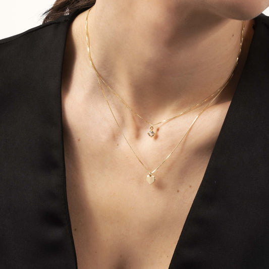 Collar layering Vera corazón cristal blanco en Plata