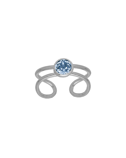 Anillo ajustable Bom Dia con 7mm cristal en Plata baño Rodio