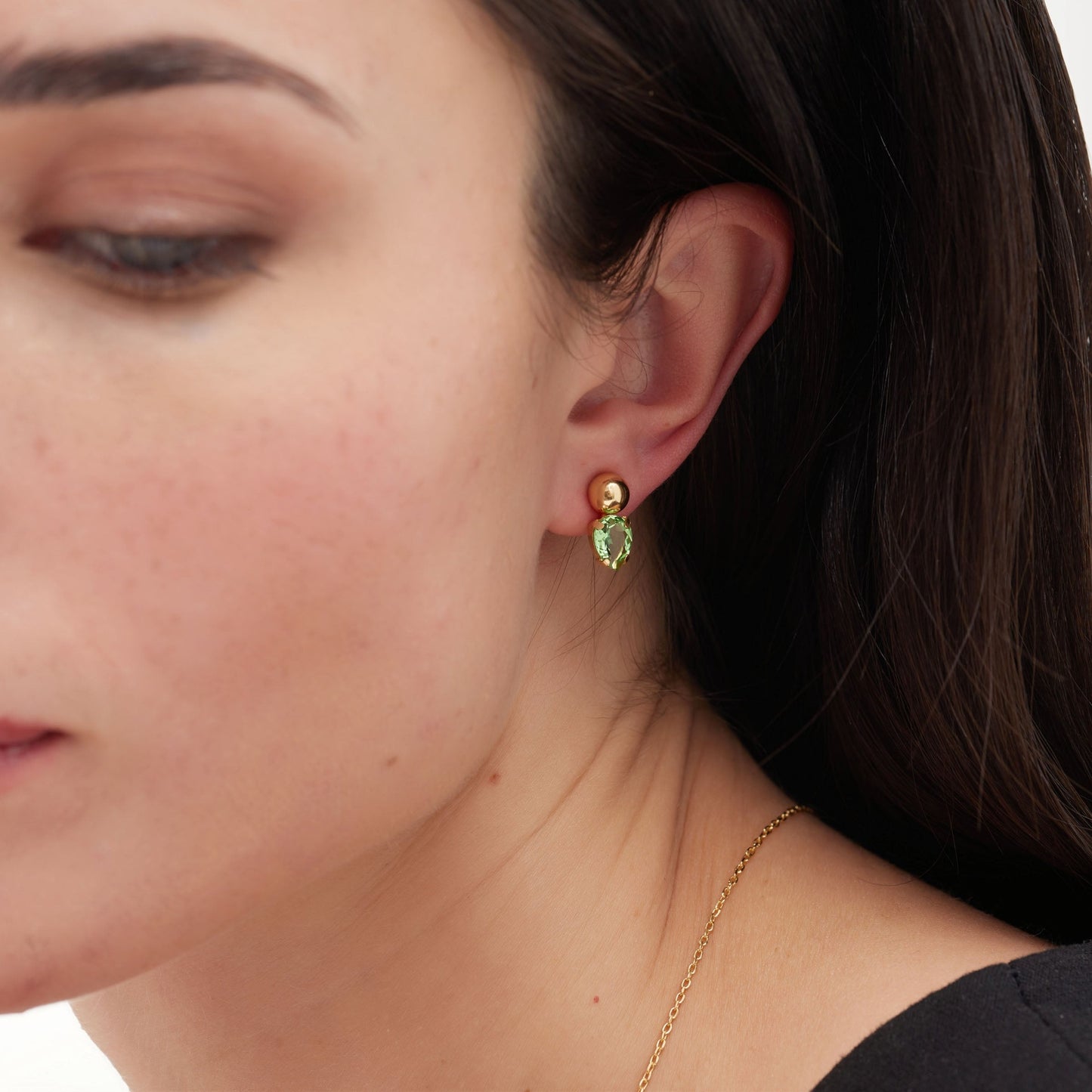 Pendientes botón esfera Buongiorno con cristal en Plata baño Oro