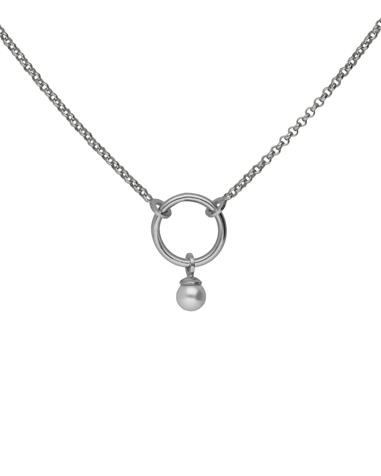Collar corto círculo Sera con perla en Plata