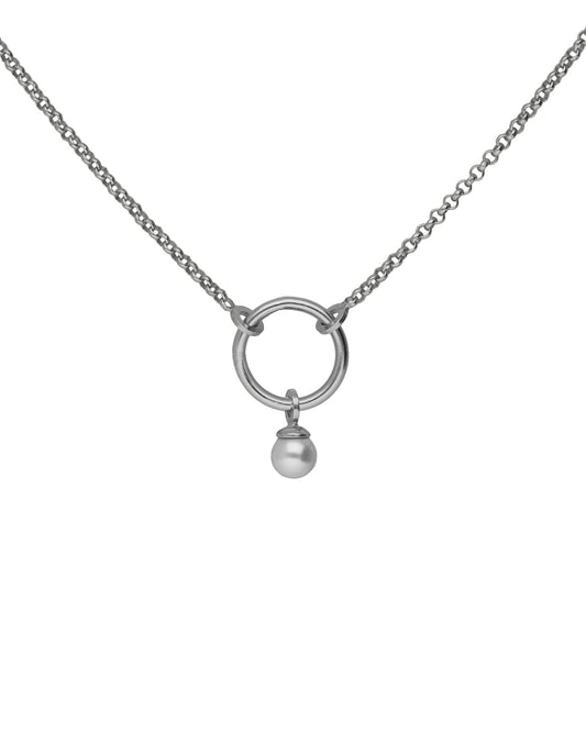 Collar corto círculo Sera con perla en Plata