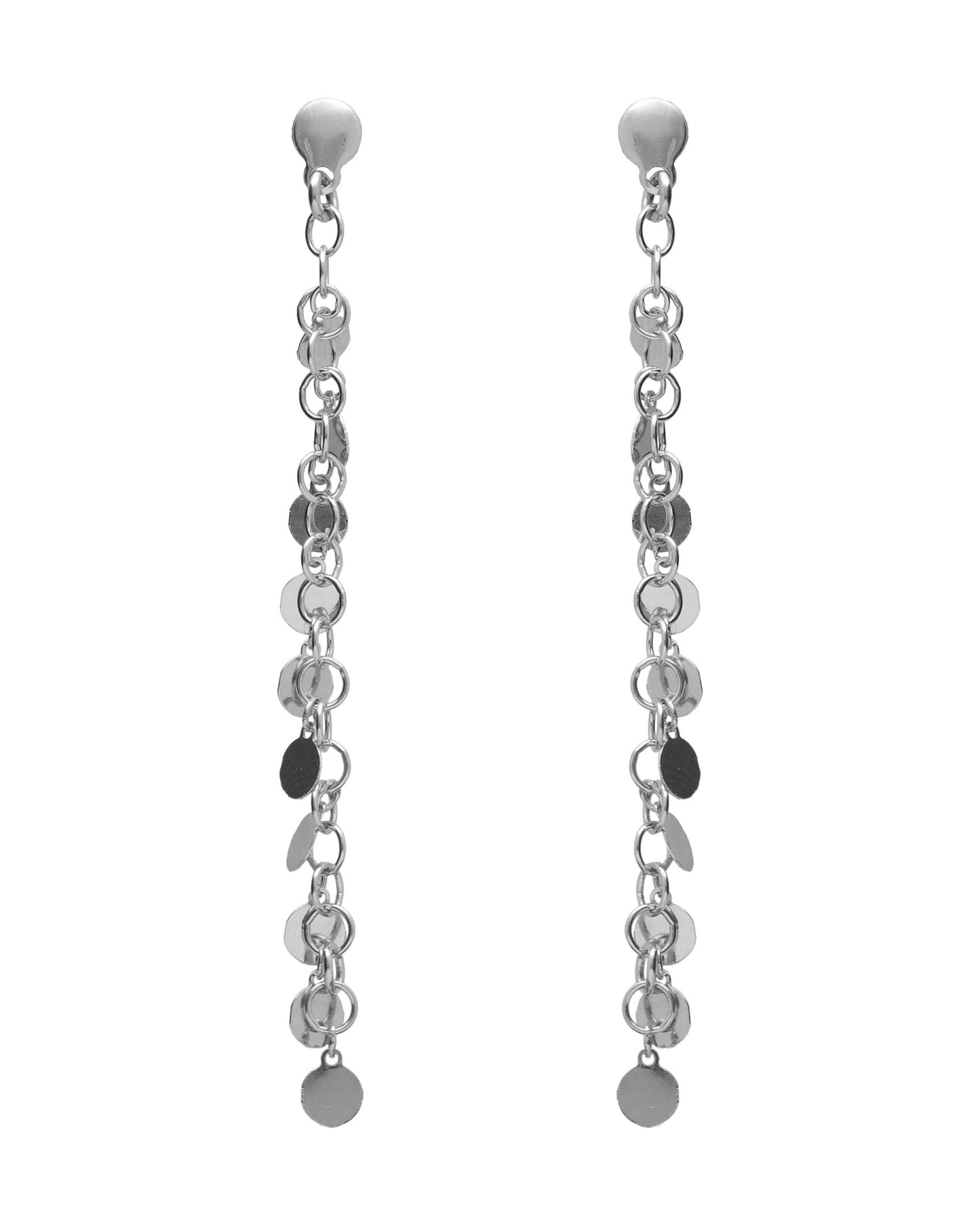 Pendientes largos Muse mini círculo en Plata