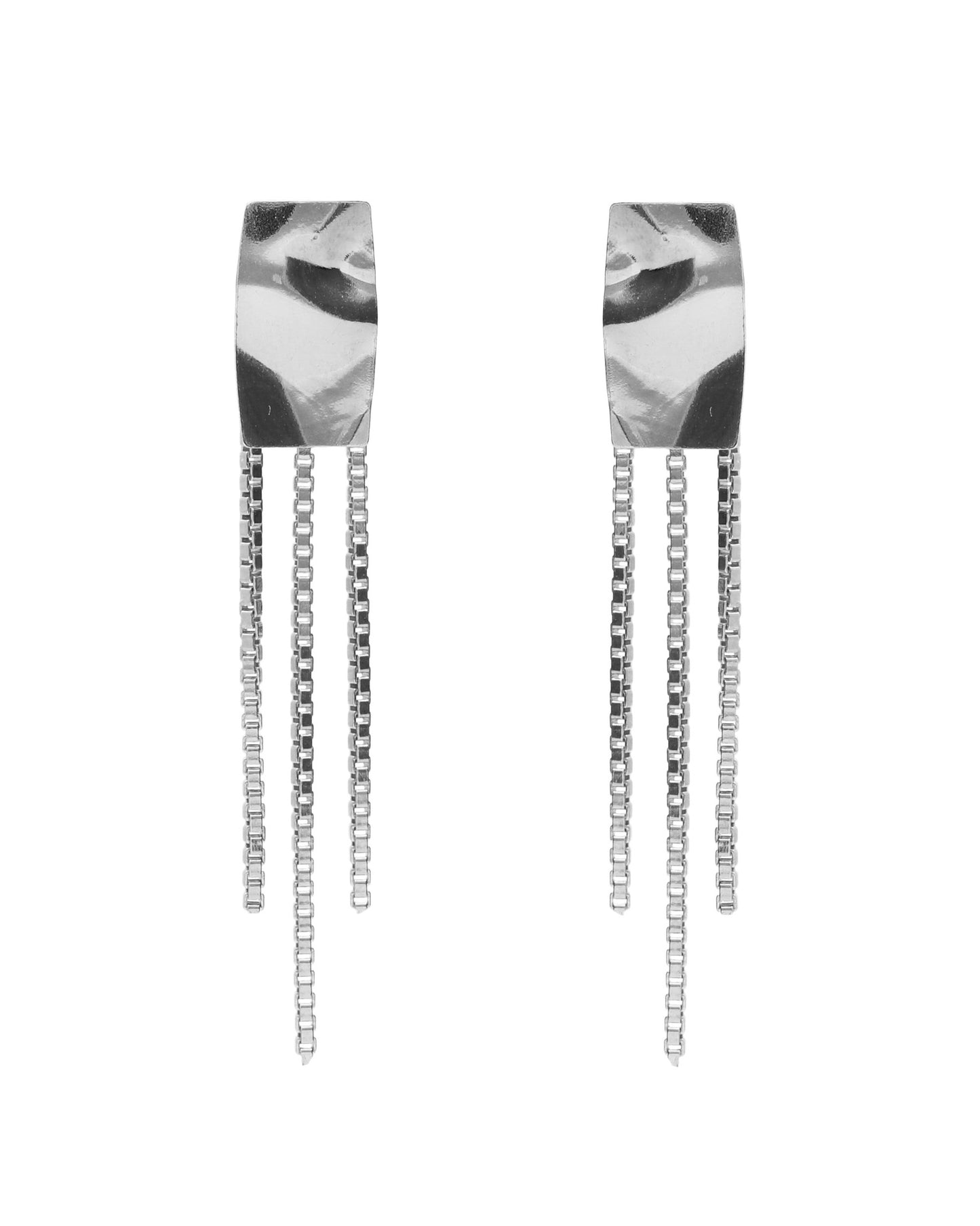 Pendientes largos Avenue rectángulo textura cadena en Plata