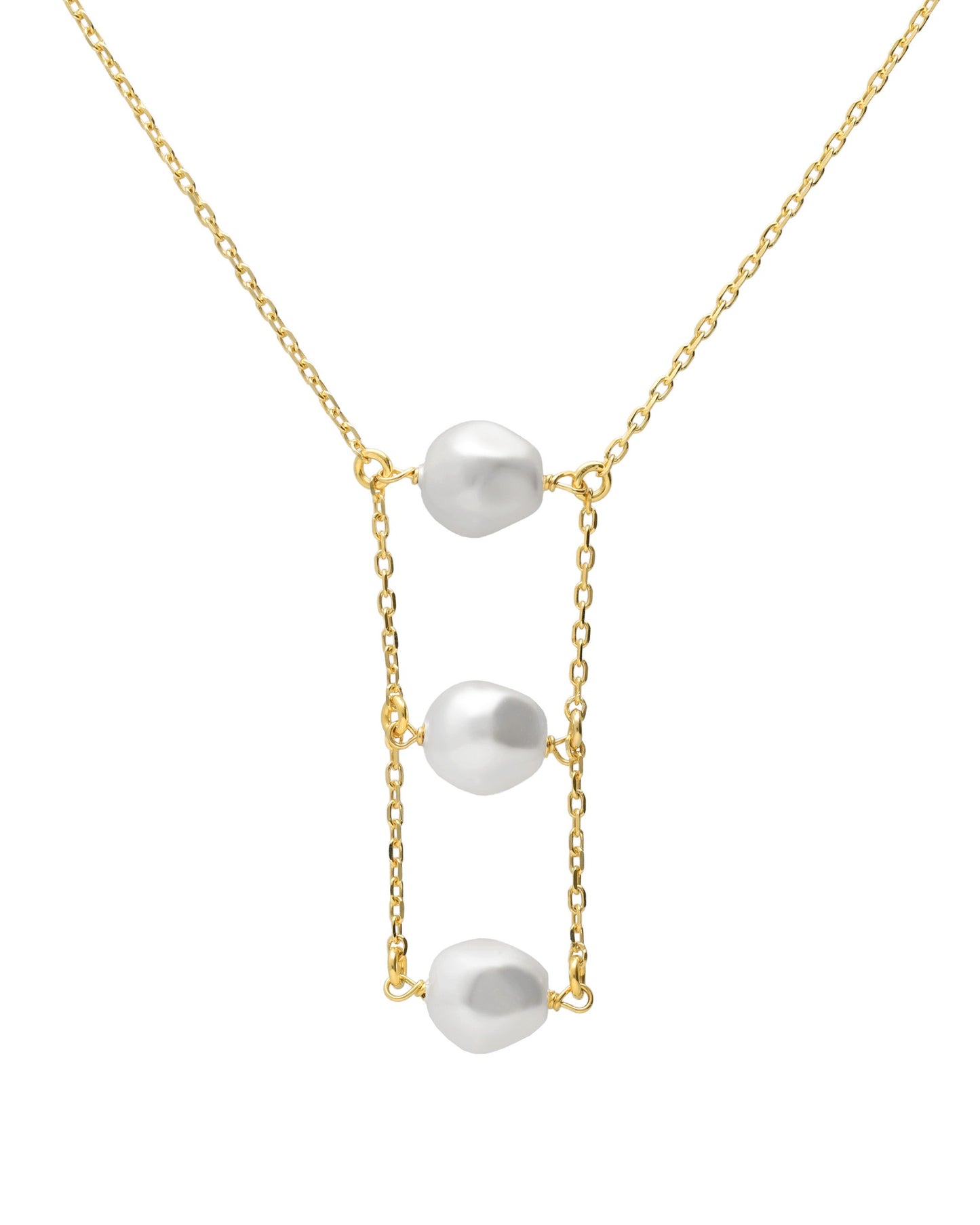 Collar largo Solene con perla barroca en Plata baño Oro