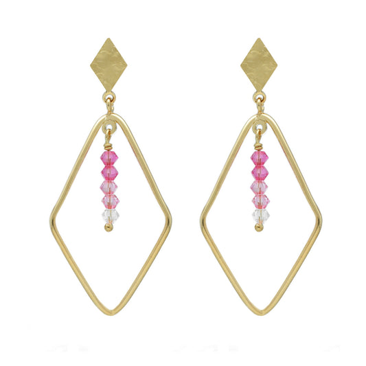 Pendientes largos Anya textura oval cristal en Plata baño Oro