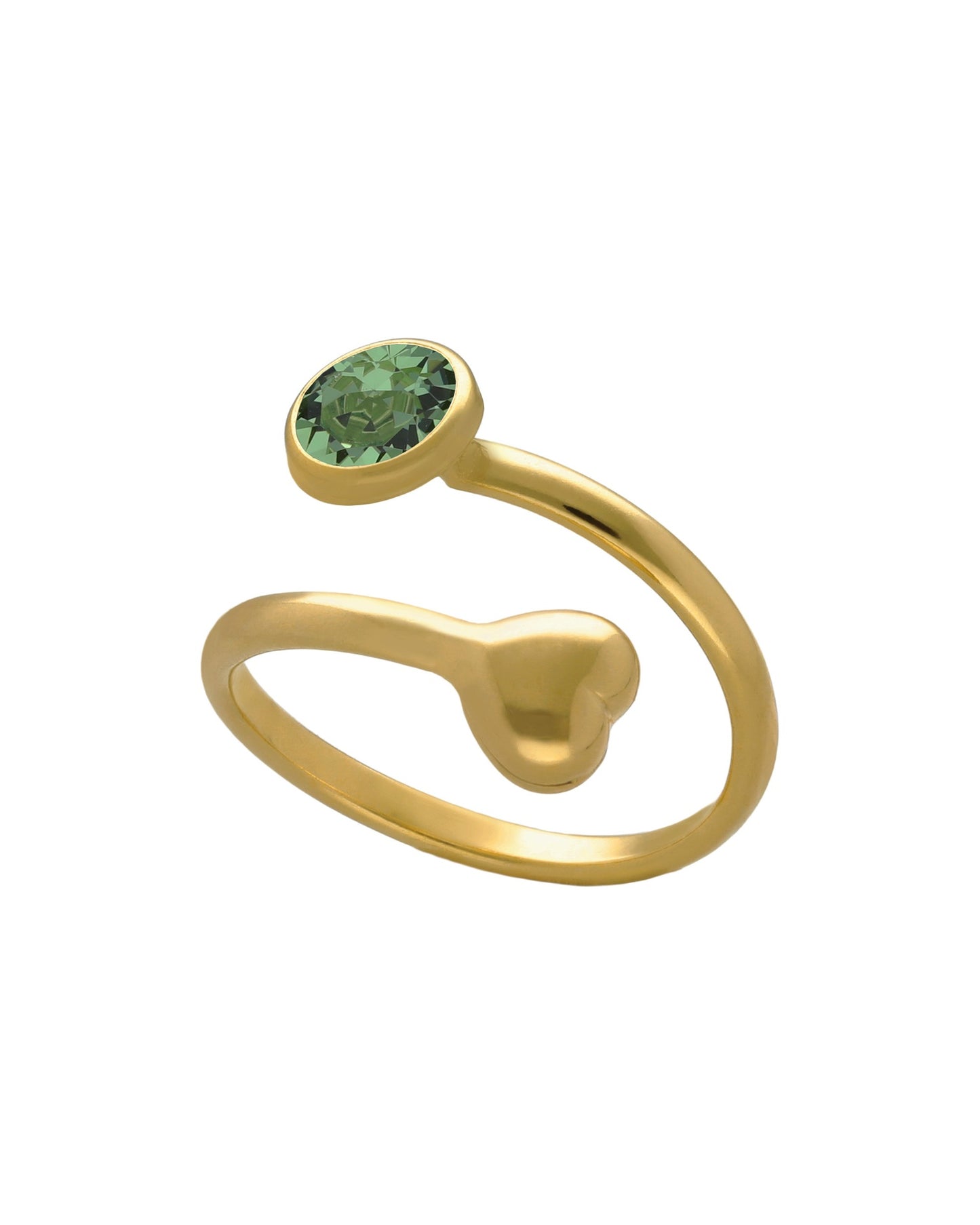 Anillo ajustable Muá corazón con cristal en plata baño oro
