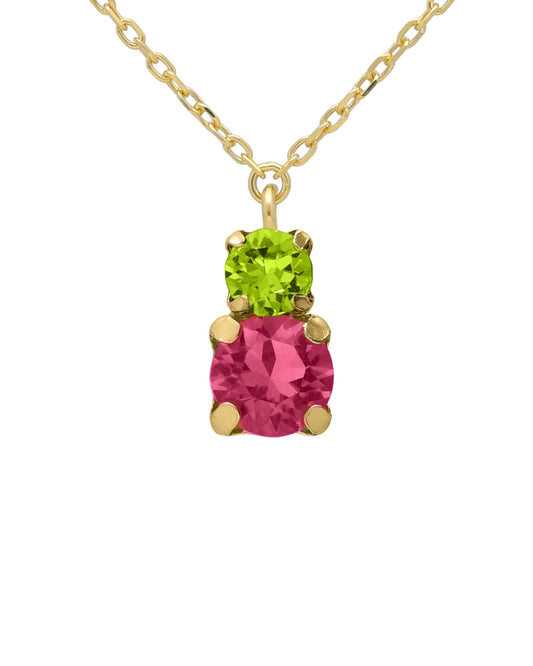 Collar corto Fleur con cristal en Plata baño Oro