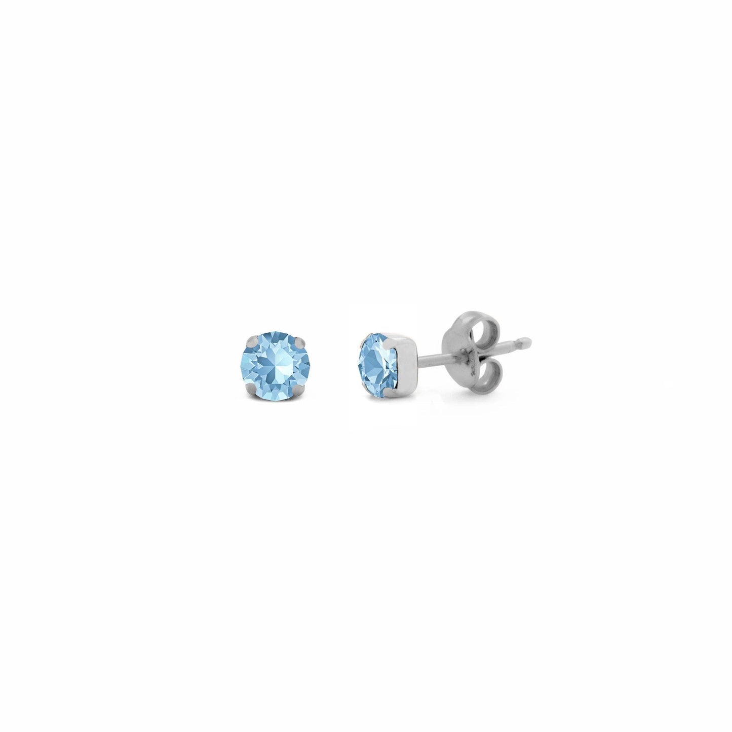 Pendientes botón Celine círculo cristal en Plata baño rodio