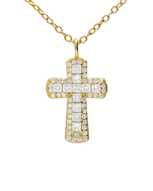 Collar corto Lux cruz con circonita blanca en Plata