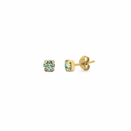 Pendientes botón Celine círculo cristal en Plata baño Oro