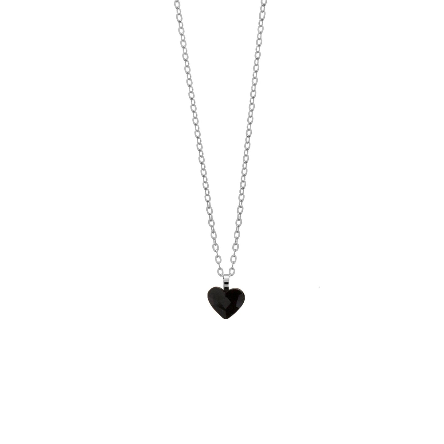 Collar corto Cuore corazón pequeño cristal en Plata baño rodio