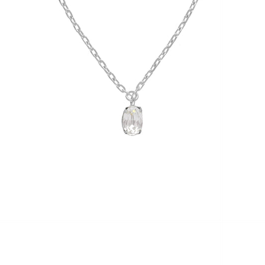 Collar corto Gemma oval cristal en Plata baño rodio