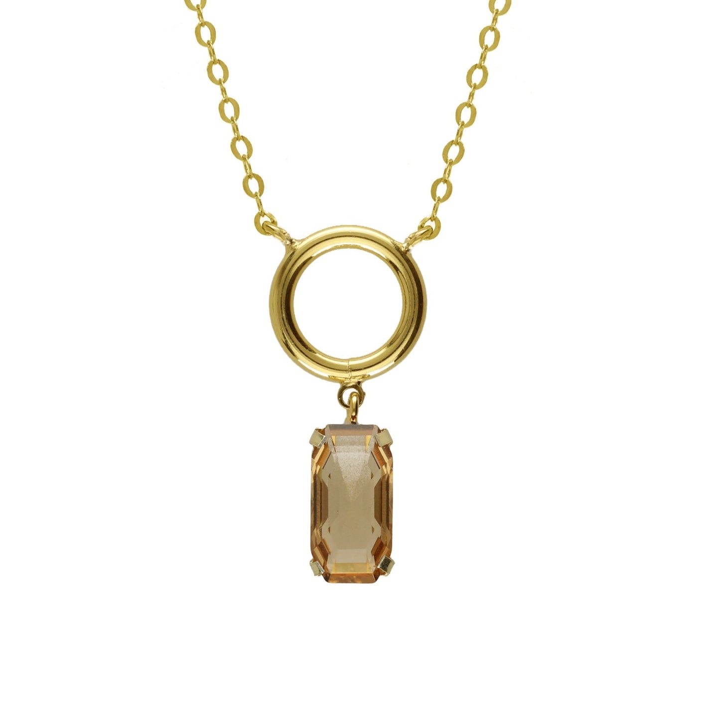 Collar corto Inspire rectángulo cristal en Plata baño Oro