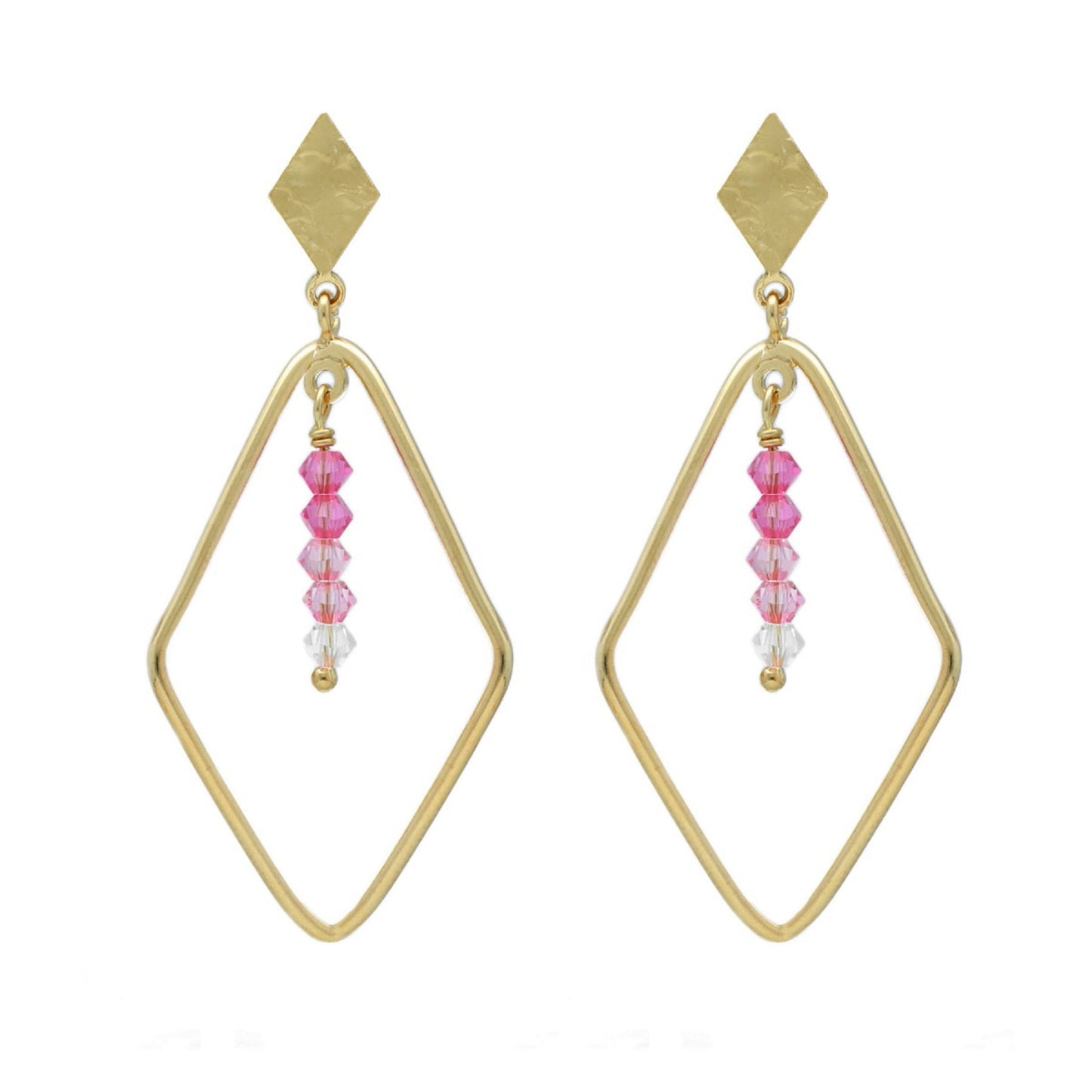 Pendientes largos Anya textura oval cristal en Plata baño Oro