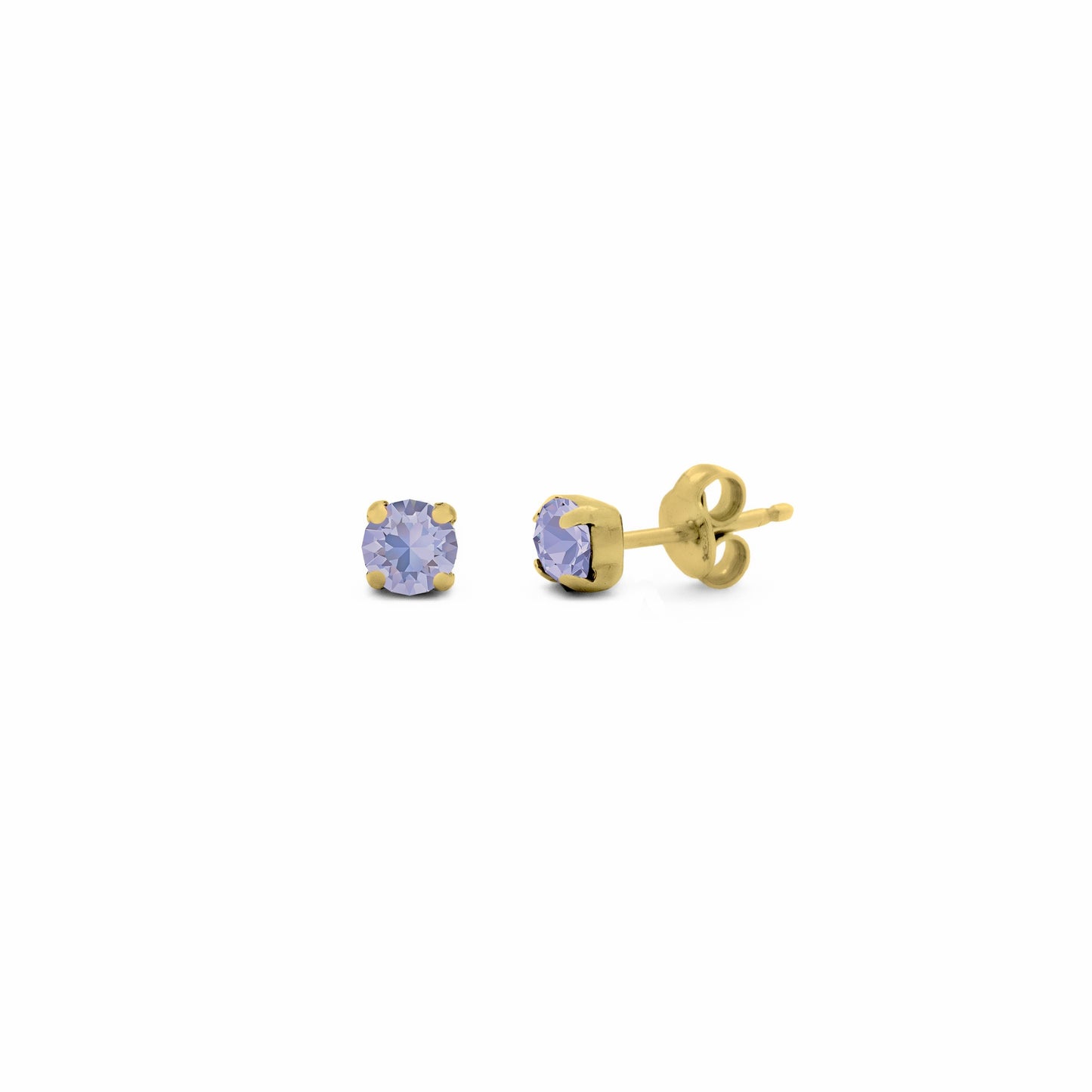 Pendientes botón Celine círculo cristal en Plata baño Oro