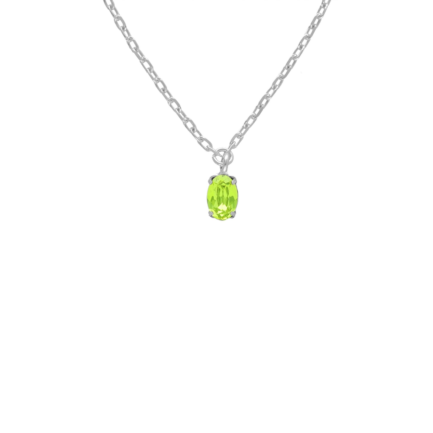 Collar corto Gemma oval cristal en Plata baño rodio