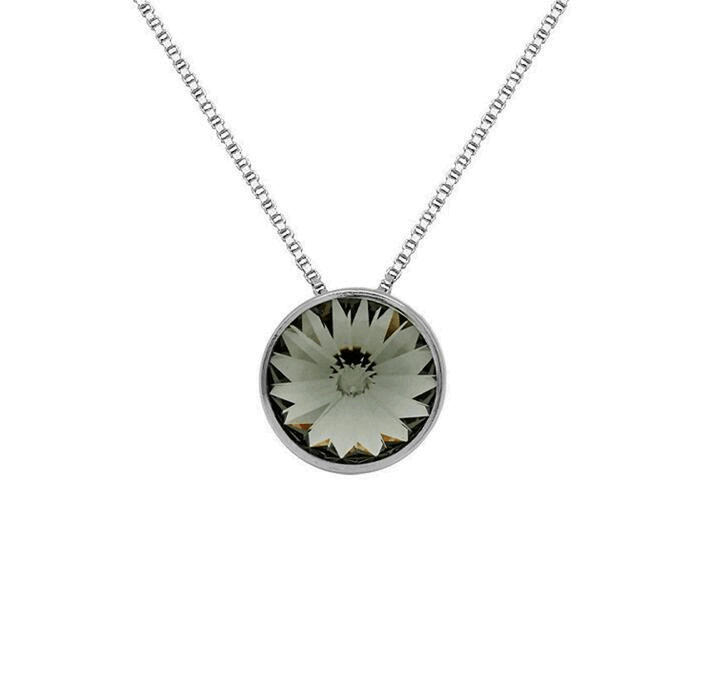 Collar corto Basic 11,5mm círculo cristal en Plata baño rodio