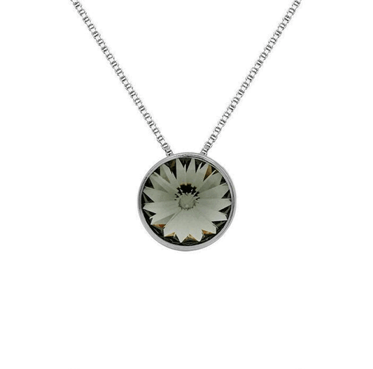 Collar corto Basic 11,5mm círculo cristal en Plata baño rodio
