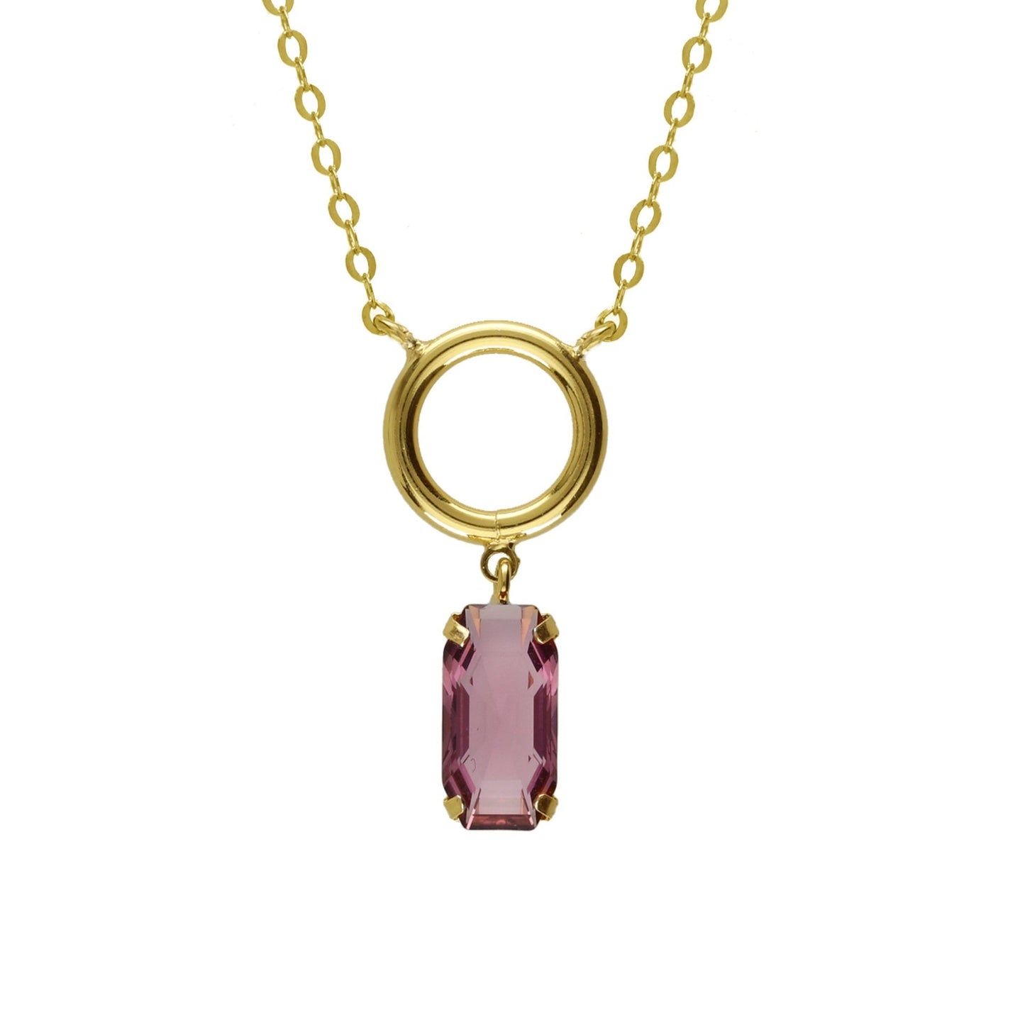 Collar corto Inspire rectángulo cristal en Plata baño Oro