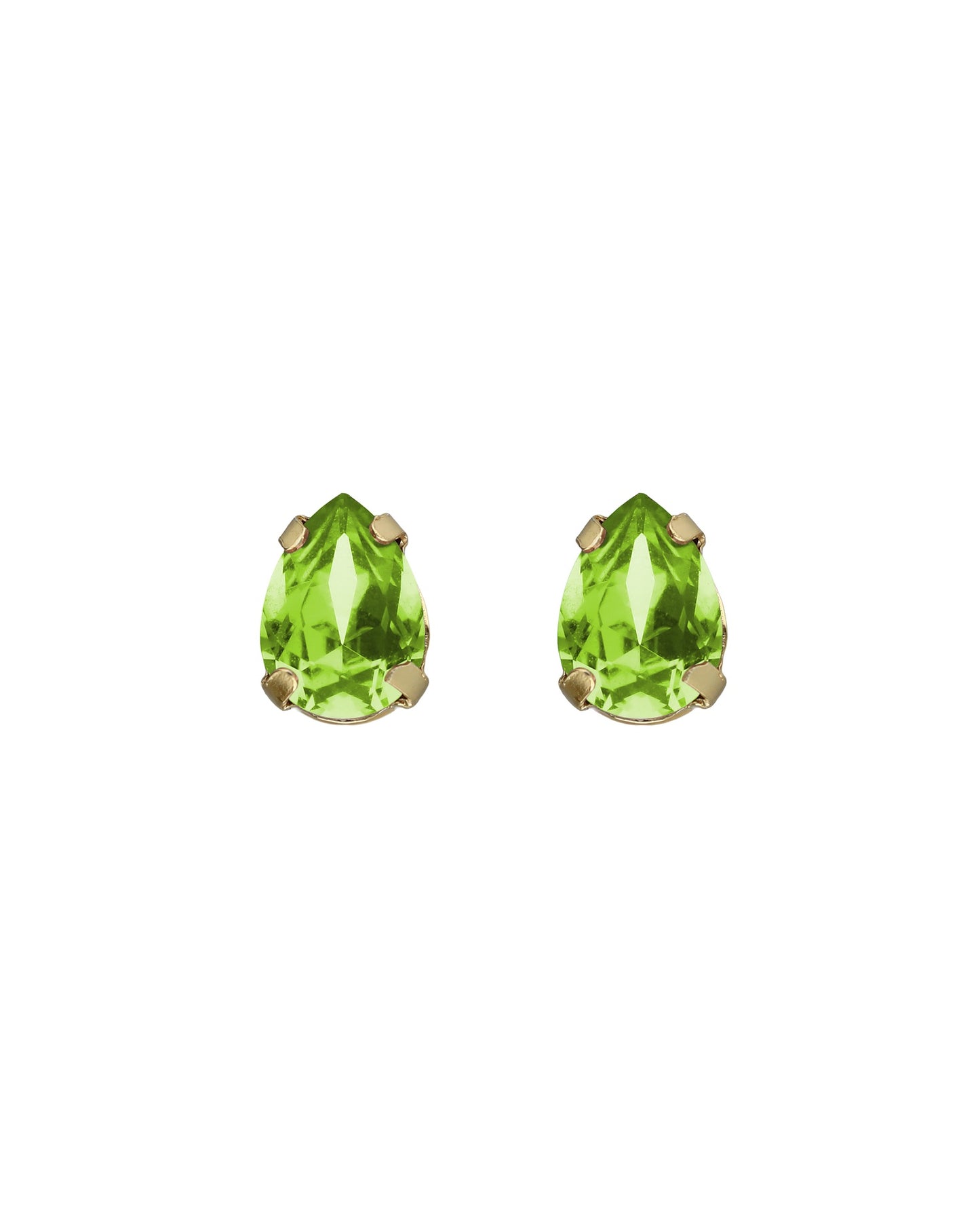 Pendientes botón lágrima Birthstone con cristal en Plata baño Oro