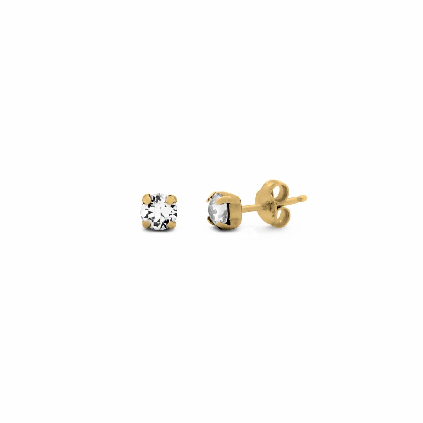 Pendientes botón Celine círculo cristal en Plata baño Oro