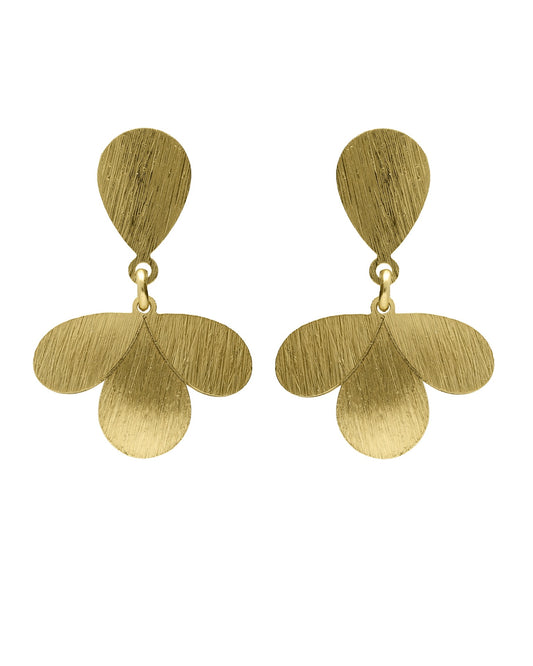 Pendientes cortos Azure gota textura en Plata baño Oro