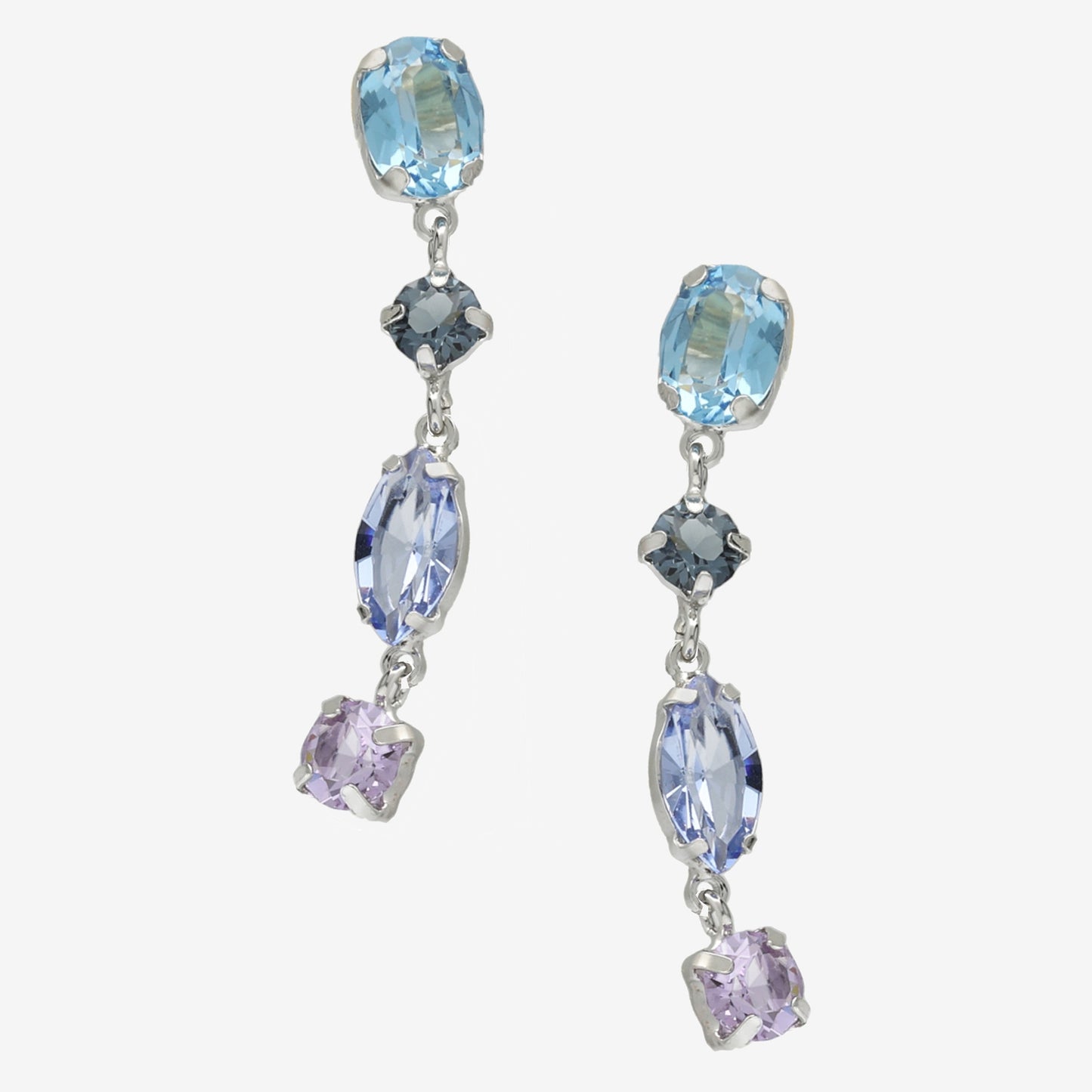 Pendientes largos Sabina cristal multicolor en Plata
