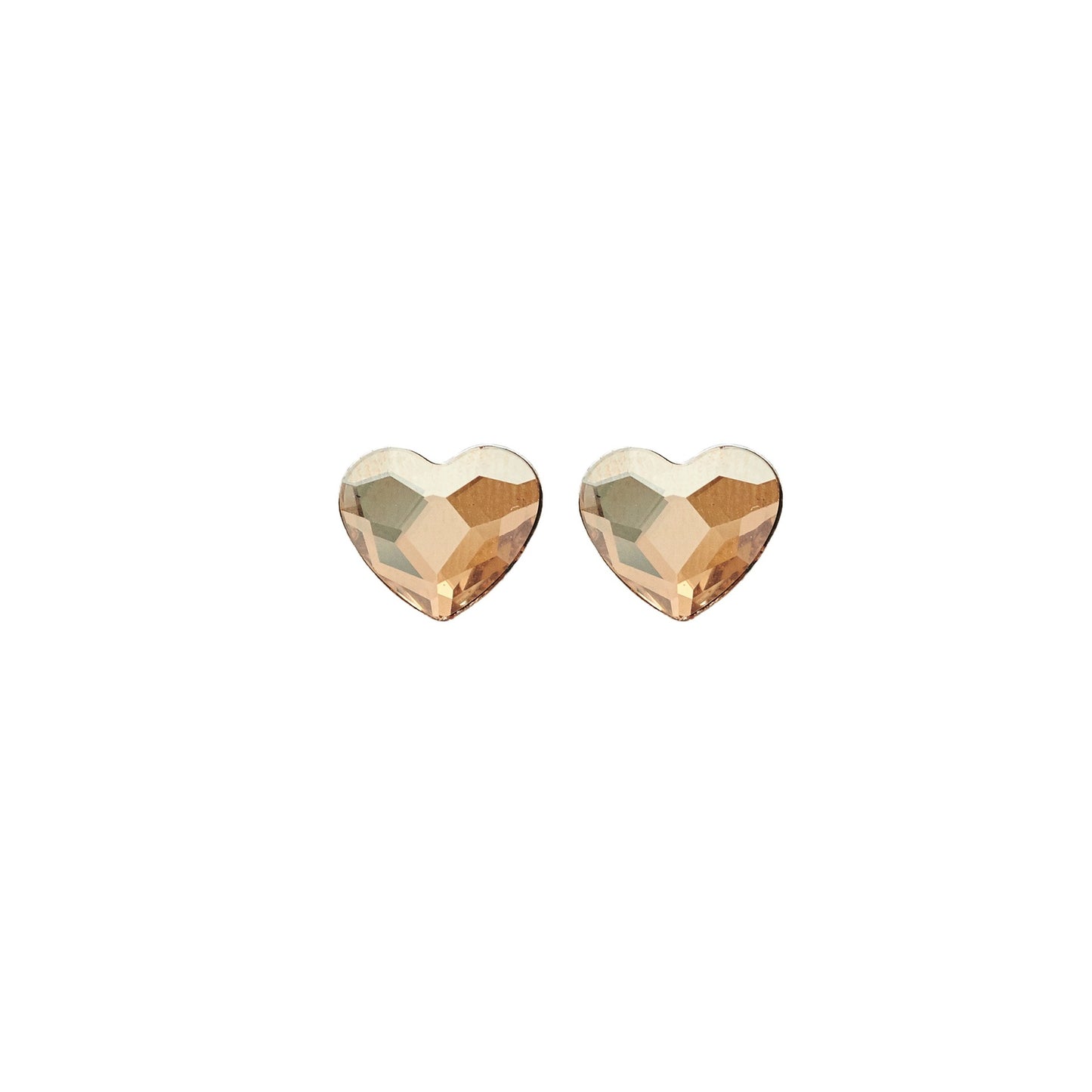 Pendientes botón Cuore corazón grande cristal en Plata baño Oro Rosa