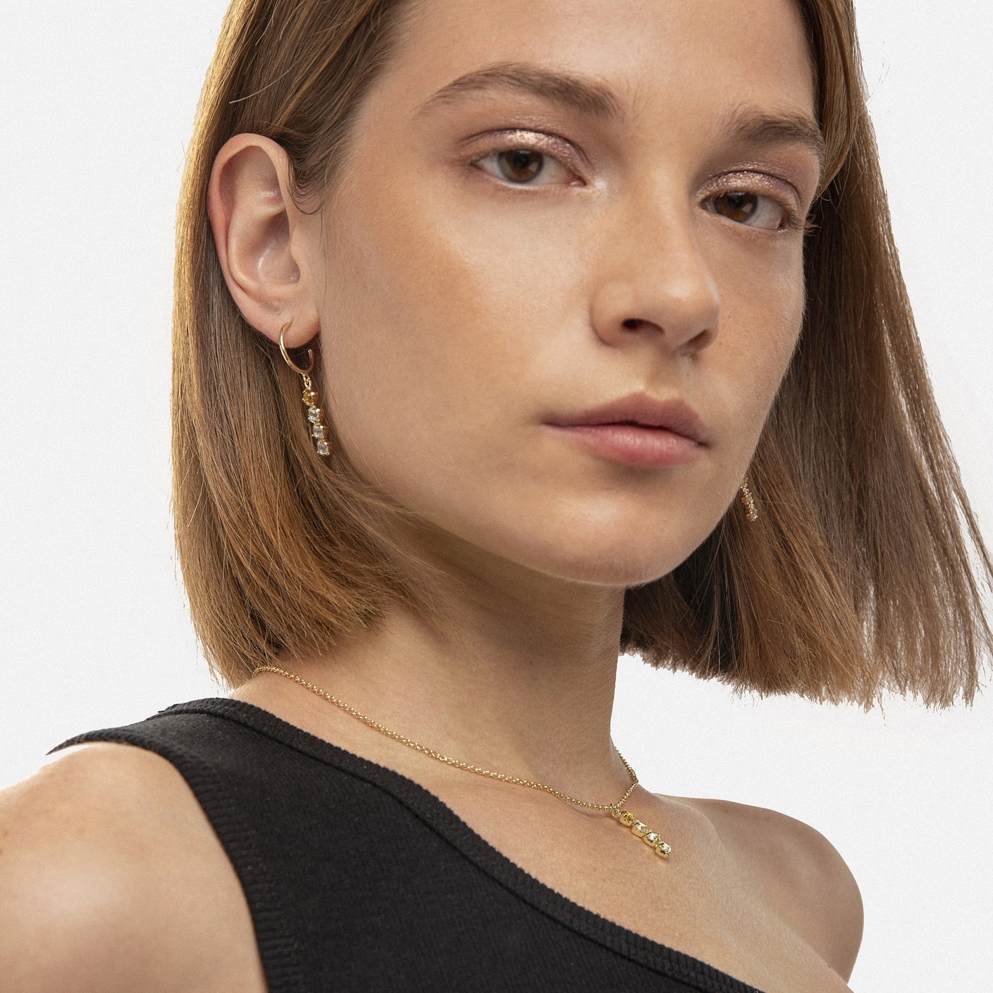 Pendientes aro Fadhila cristal en Plata baño Oro
